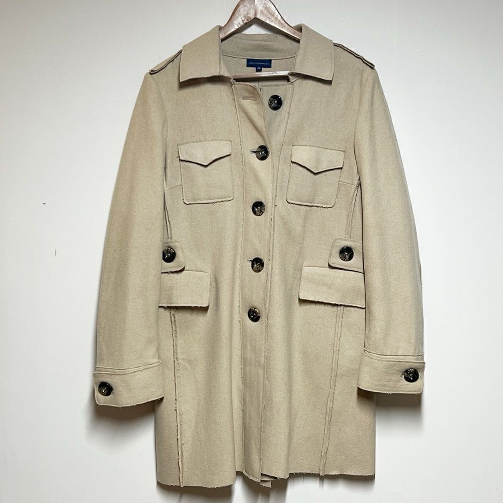 New Adolfo Dominguez Luxury Wool Camel Trench Coat 42 Sz 10 US
